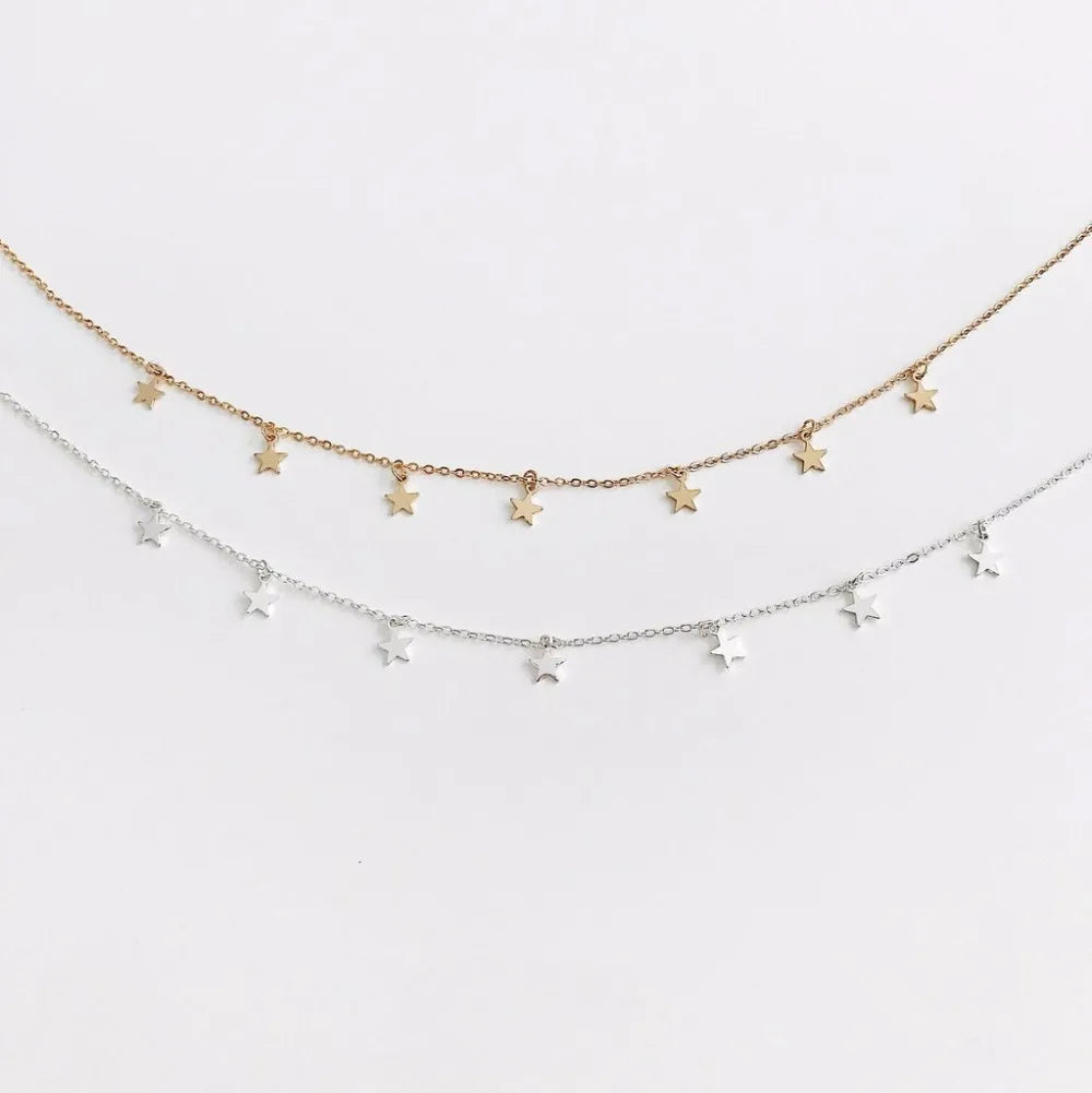 SUMENG Boho Chocker Gold Color Star Pendant Necklace Fashion Female Choker Simple Ladies Pentagon-Star For Women Jewelry Gifts