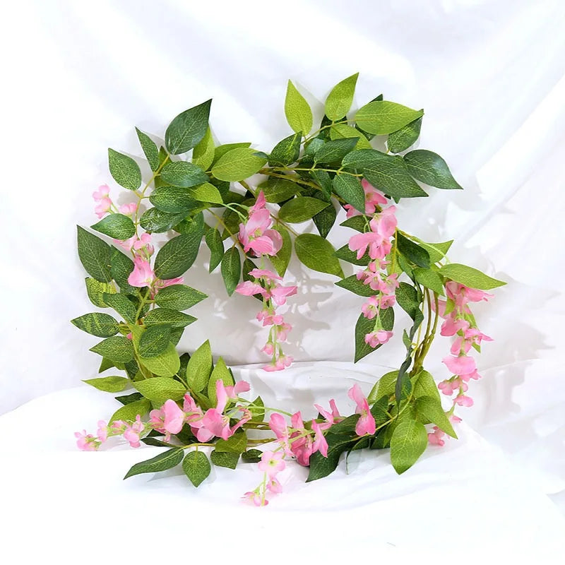 1pc 2m Rose Artificial Flower Garland White for Wedding Home Decoration Spring Autumn Garden Arch Decor DIY Fake Flowers Vine