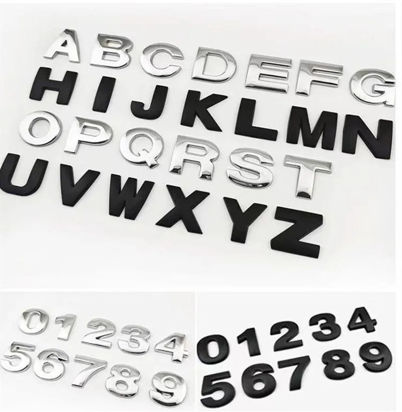 3D Metal 45mm 25mm Car Letters Alphabet Emblem Numbers Chrome Labeling Car Sticker Trunk Logo Letters Emblem For Hyundai Toyota