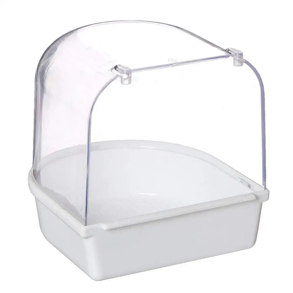 Bird Parrot Transparent Bathing Tub Bathtub Shower Box Hanging Cage Decor Small Animal Pet Bird Cleaning Tool