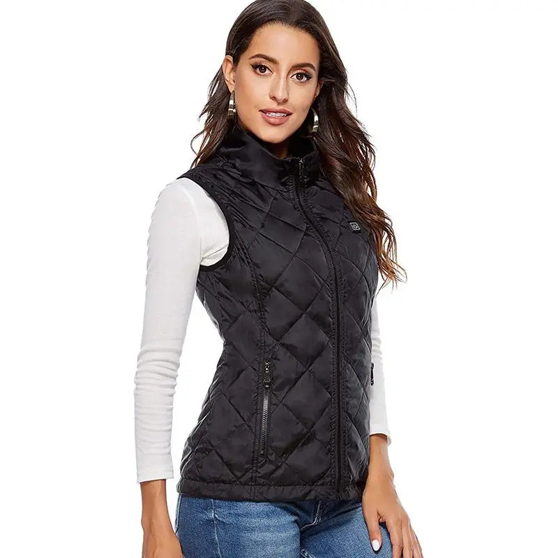 Gilet chauffant pour femmes, gilet en coton automne et hiver, costume chauffant électrique infrarouge USB, veste thermique souple pour femmes, chaude pour l'hiver