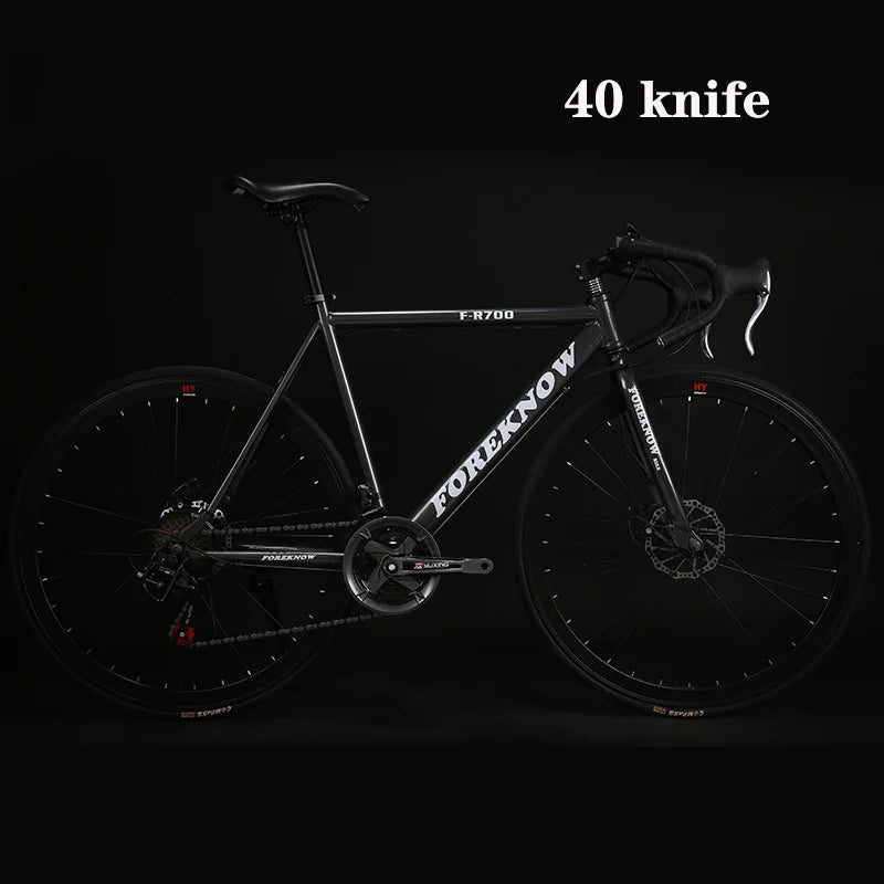 Road Bike 48cm Carbon Steel Muscle Frame 40 Knife Wheel Road Bicycle 21 Speed Double Disc Brake Racing Bike Adult Variable Speed