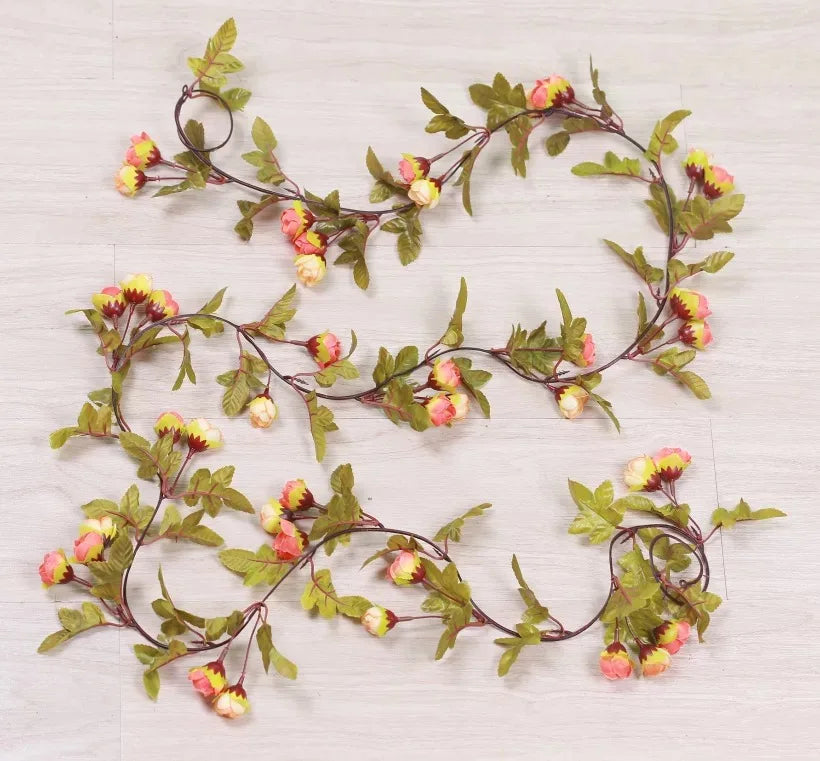 1pc 2m Rose Artificial Flower Garland White for Wedding Home Decoration Spring Autumn Garden Arch Decor DIY Fake Flowers Vine