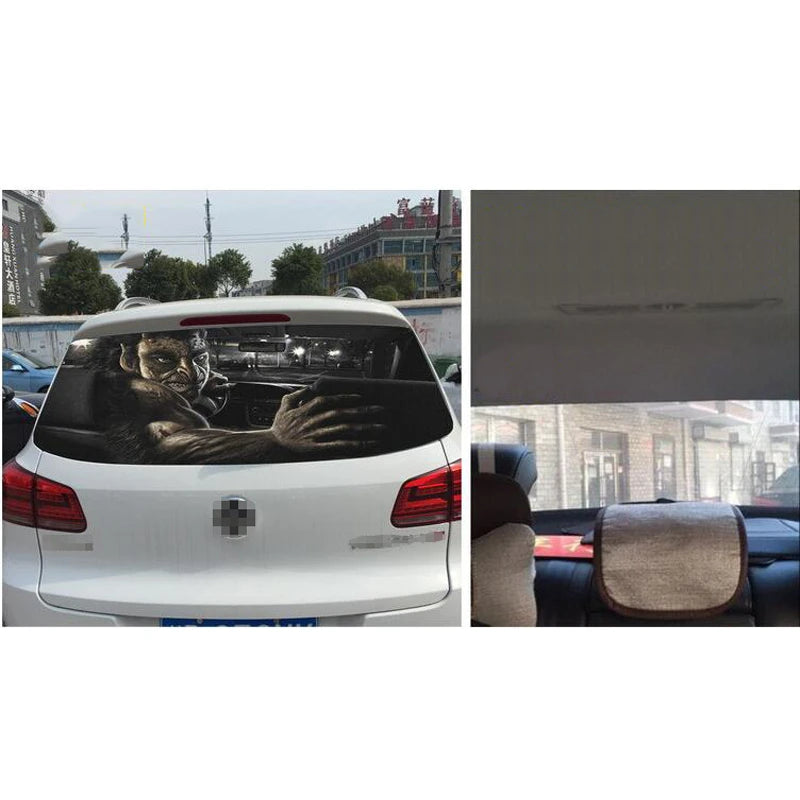 3D car rear windshield sticker waterproof single-sided 130*70cm scary rear window sticker funny devil devil sticker
