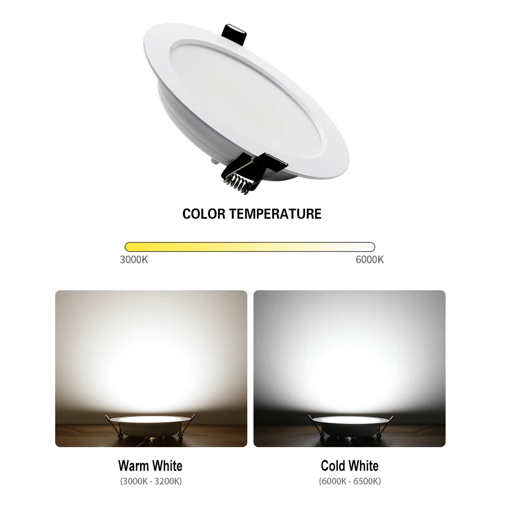 Lot de 10 Spots LED Encastrables Ronds AC 220V 7W 9W 12W 15W 18W Étanche Lumière Encastrée Spot LED de Cuisine