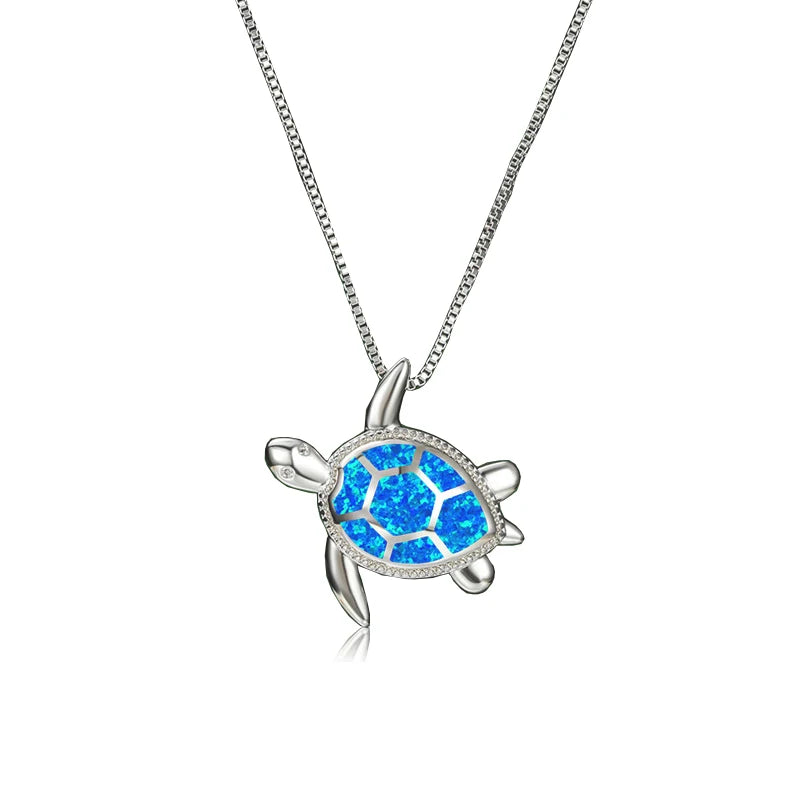 Bohemia Cute Frog Pendant Necklace For Women Inlay Blue Imitation Opal Necklace Wedding Party Jewelry Christmas Gifts for Her