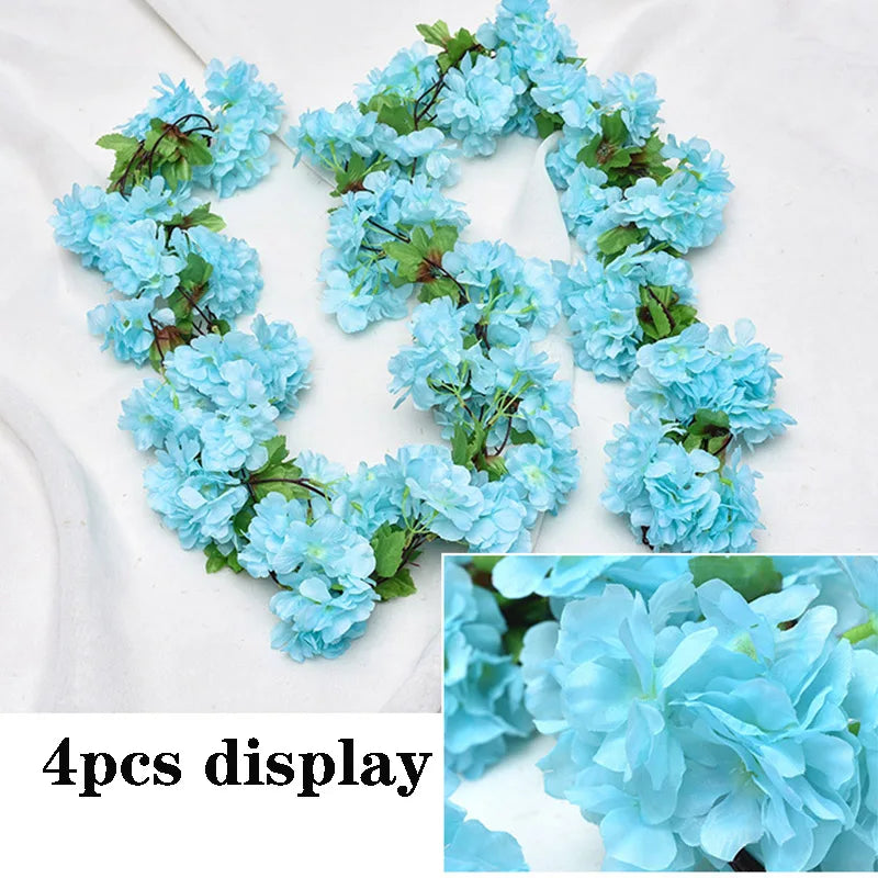 1pc 2m Rose Artificial Flower Garland White for Wedding Home Decoration Spring Autumn Garden Arch Decor DIY Fake Flowers Vine