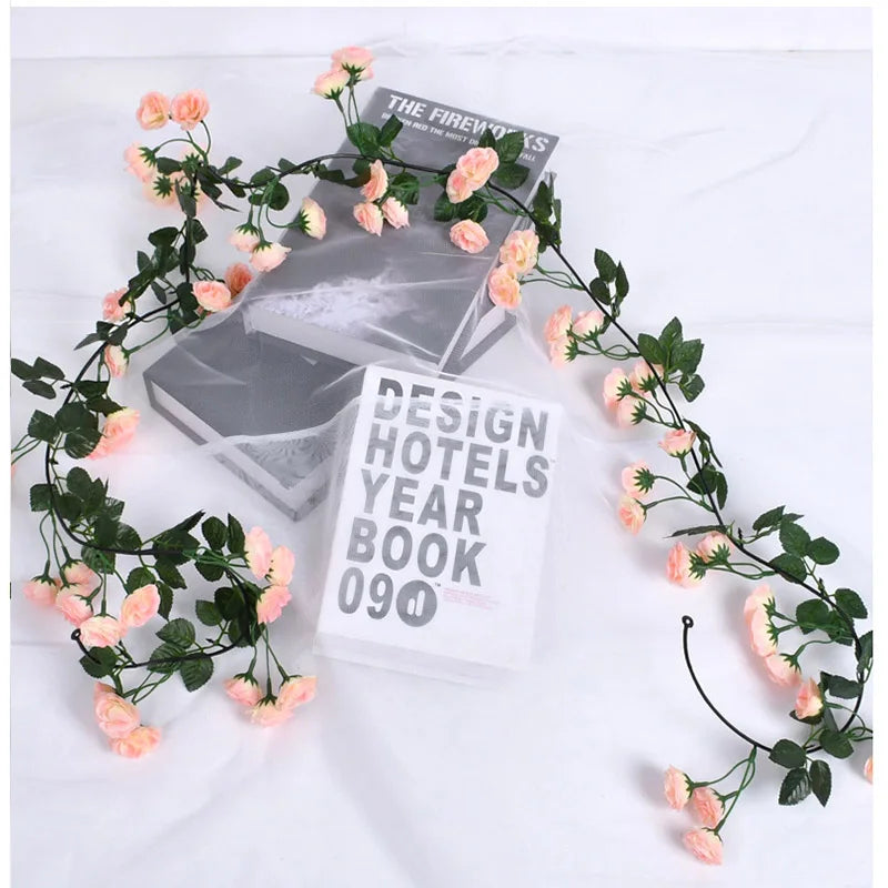 1pc 2m Rose Artificial Flower Garland White for Wedding Home Decoration Spring Autumn Garden Arch Decor DIY Fake Flowers Vine