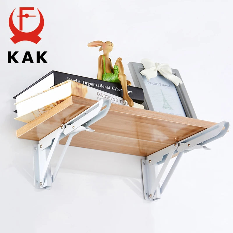 KAK 2pcs Équerre Pliable Robuste en Acier Inoxydable Support Mural Économiseur d'Espace pour Table de Travail, Camping-car, Voiture