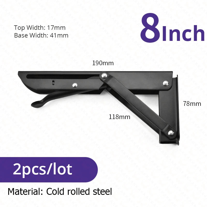 KAK 2pcs Équerre Pliable Robuste en Acier Inoxydable Support Mural Économiseur d'Espace pour Table de Travail, Camping-car, Voiture
