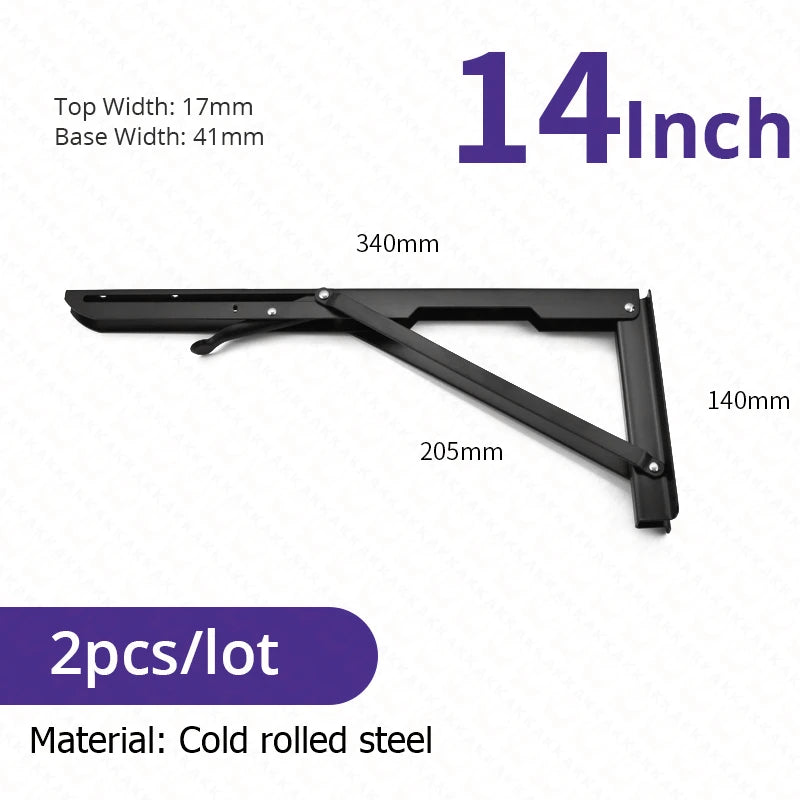 KAK 2pcs Équerre Pliable Robuste en Acier Inoxydable Support Mural Économiseur d'Espace pour Table de Travail, Camping-car, Voiture