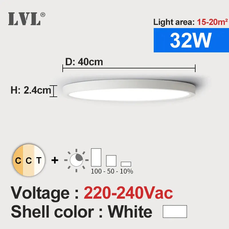 Plafonnier LED Dimmable 12W 18W 24W 32W 220V Avec 3 Couleurs Réglables Pour Chambre Salon Salle De Bain Lampe De Plafond Moderne
