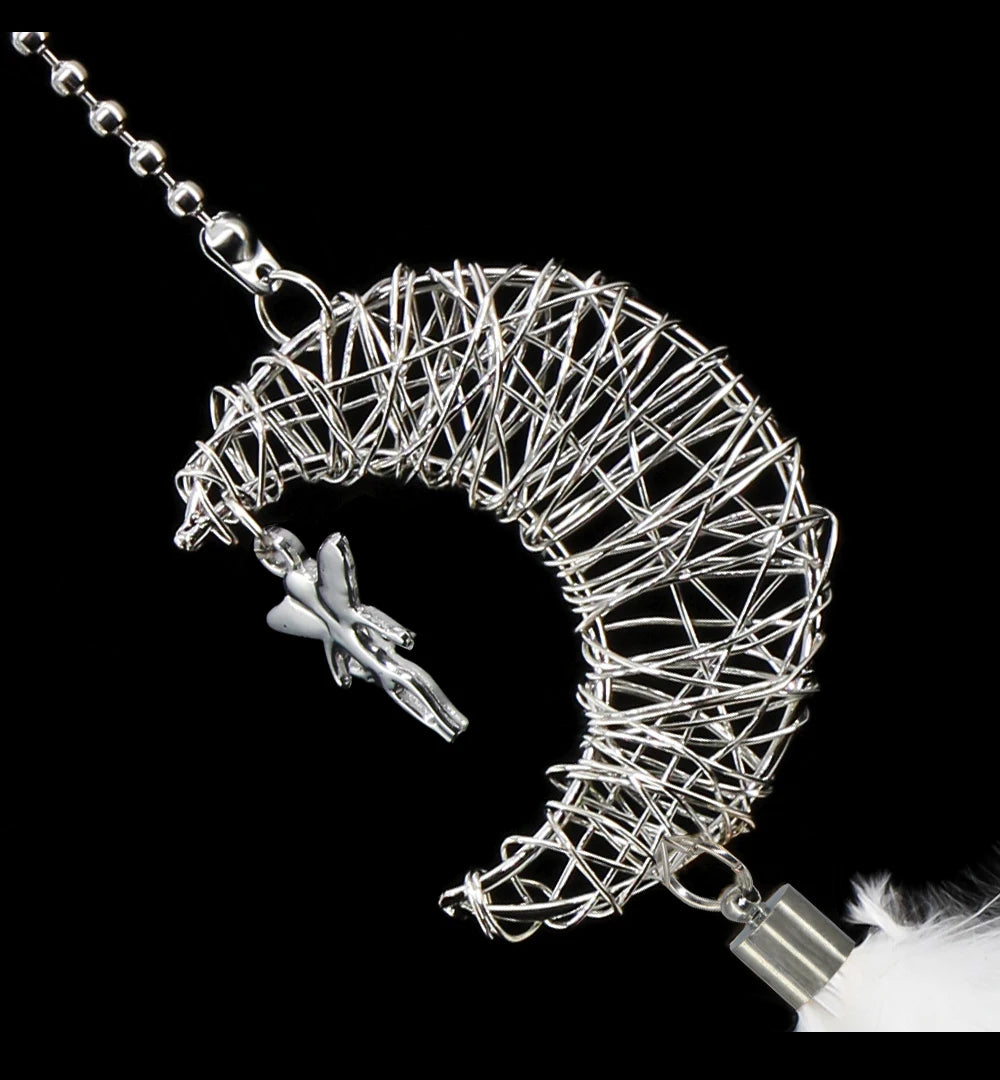 KAWOO Hollow Star Moon Feather Car Pendant Ornaments Hand-Wound Car Pendant Home Fashion Interior Decoration Accessories