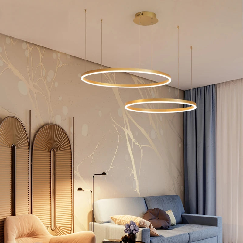 Lustre de Plafond LED Moderne Lustre Anneau Circulaire Salon Chambre Salle à Manger Éclairage Maison Intérieur Décoration Lustre