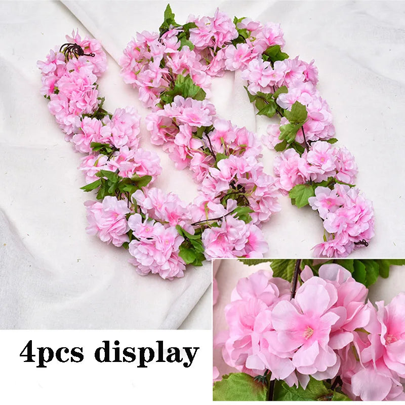 1pc 2m Rose Artificial Flower Garland White for Wedding Home Decoration Spring Autumn Garden Arch Decor DIY Fake Flowers Vine