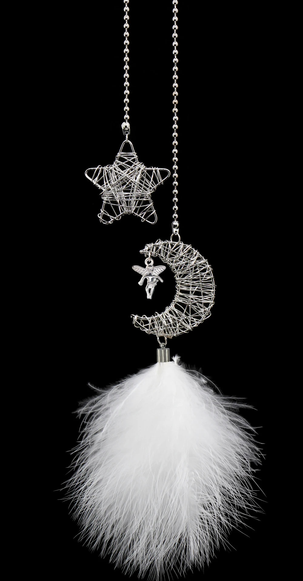 KAWOO Hollow Star Moon Feather Car Pendant Ornaments Hand-Wound Car Pendant Home Fashion Interior Decoration Accessories