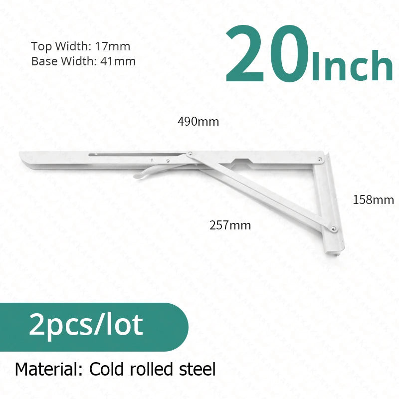 KAK 2pcs Équerre Pliable Robuste en Acier Inoxydable Support Mural Économiseur d'Espace pour Table de Travail, Camping-car, Voiture
