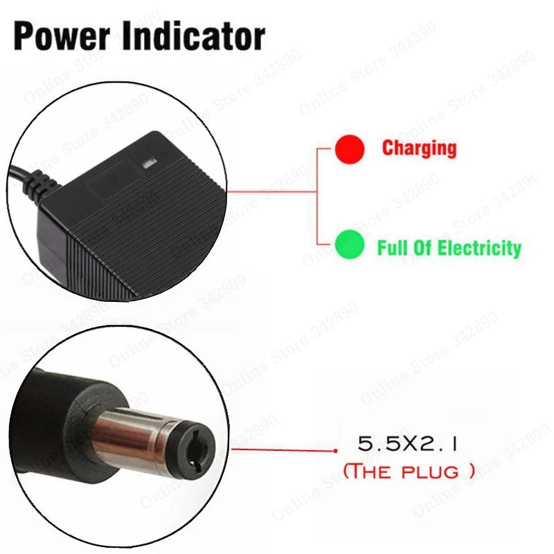 Chargeur de batterie 36V 2A Sortie 42V 2A Chargeur Entrée 100-240 VAC Chargeur Lithium Li-ion Li-polymère Pour batterie 36V 10S
