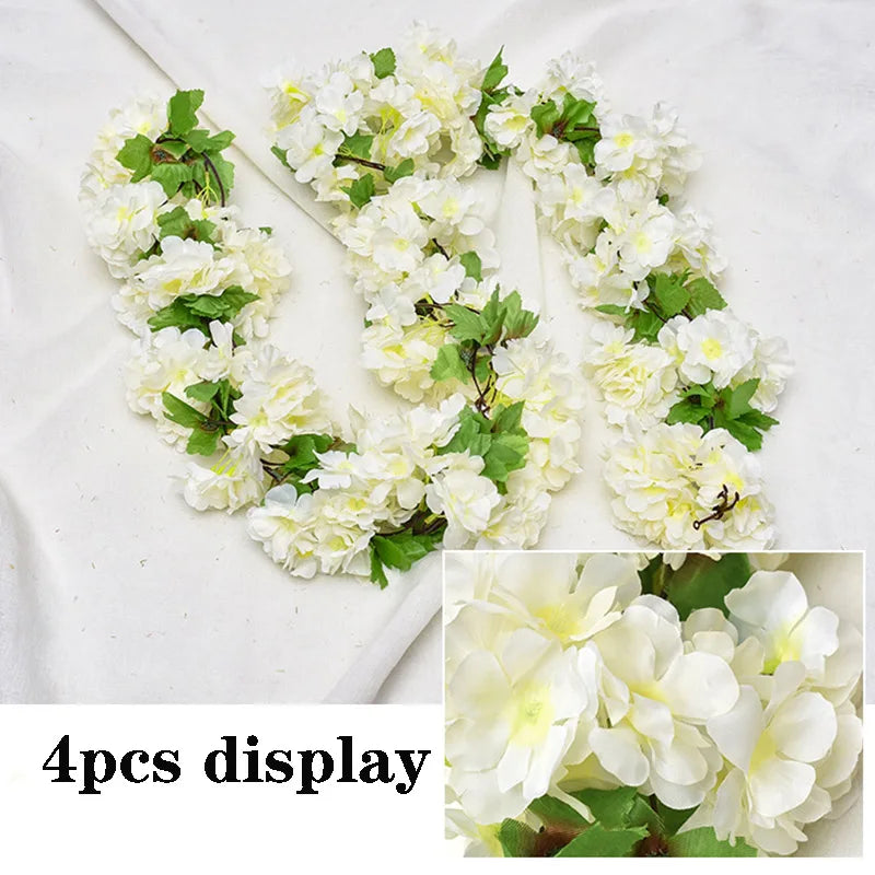 1pc 2m Rose Artificial Flower Garland White for Wedding Home Decoration Spring Autumn Garden Arch Decor DIY Fake Flowers Vine