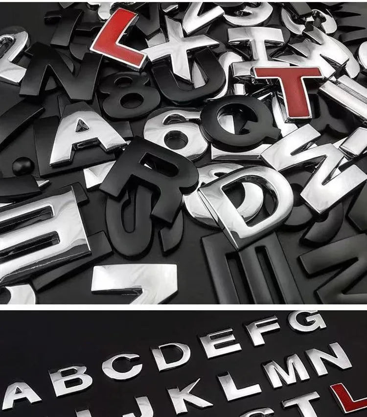 3D Metal 45mm 25mm Car Letters Alphabet Emblem Numbers Chrome Labeling Car Sticker Trunk Logo Letters Emblem For Hyundai Toyota