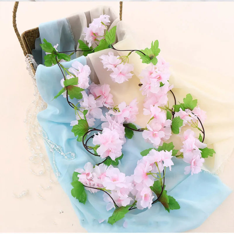 1pc 2m Rose Artificial Flower Garland White for Wedding Home Decoration Spring Autumn Garden Arch Decor DIY Fake Flowers Vine