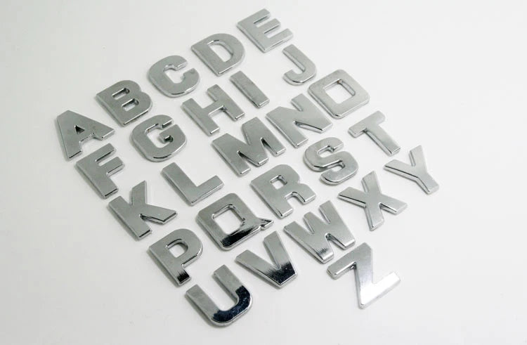 3D Metal 45mm 25mm Car Letters Alphabet Emblem Numbers Chrome Labeling Car Sticker Trunk Logo Letters Emblem For Hyundai Toyota