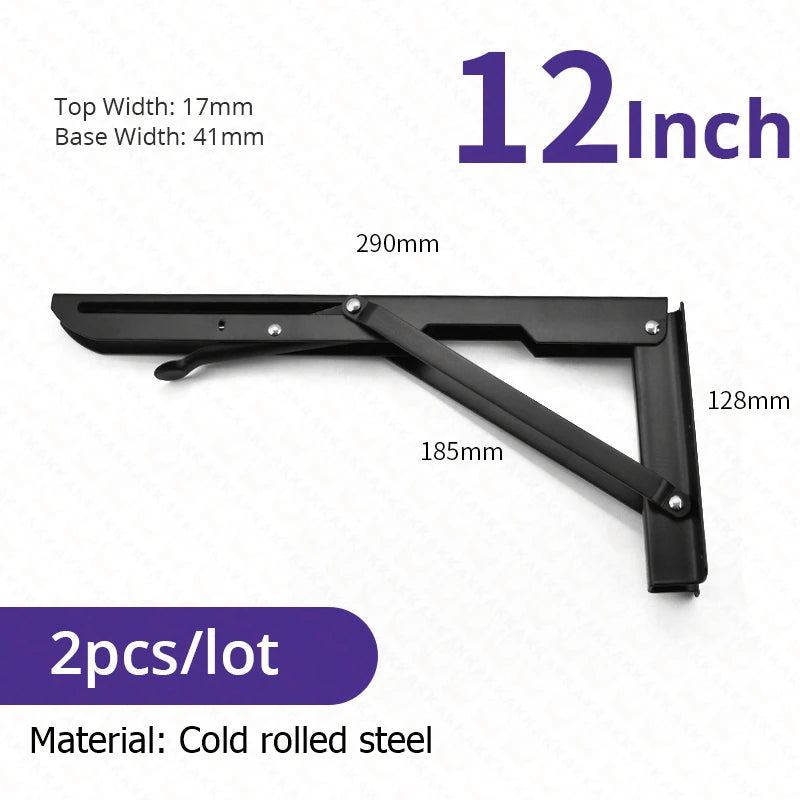 KAK 2pcs Équerre Pliable Robuste en Acier Inoxydable Support Mural Économiseur d'Espace pour Table de Travail, Camping-car, Voiture