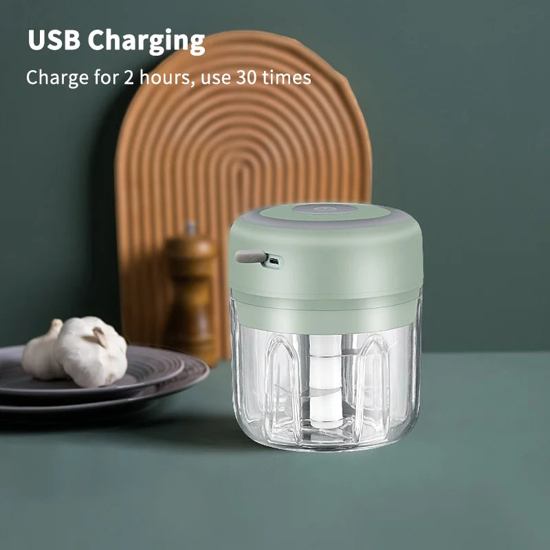 HiPiCok Hachoir à Viande Électrique, Presse-ail, Mini Hachoir Électrique, Hachoir à Légumes, Hachoir Mixeur, Appareils de Cuisine USB
