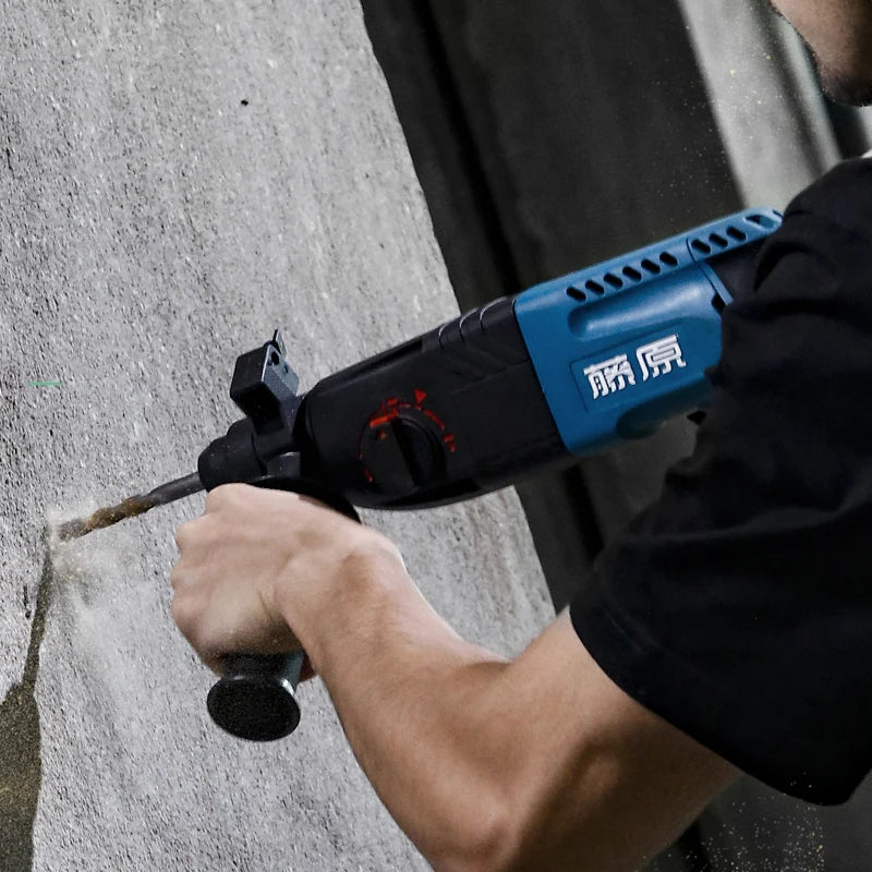 FUJIWARA Three-Functions Electric Hammer Pick Impact Drill 500-800W High Power Home Decoration Tools
