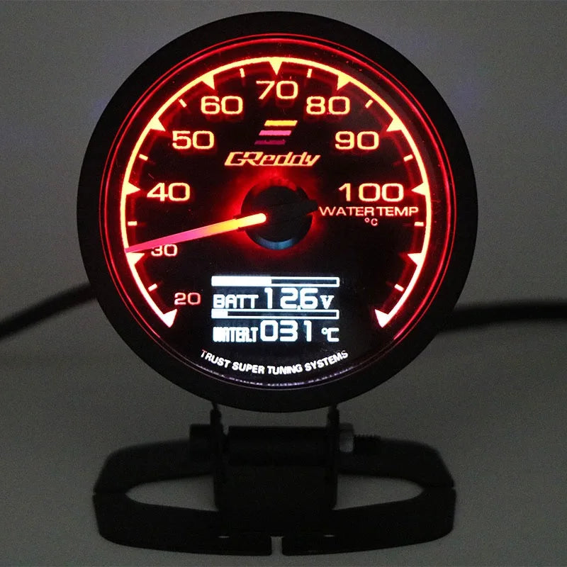 GReddi Boost Gauge Water Temp 7 Colors LCD Display Turbo Oil Pressure RPM Tachometer Racing Meter 62mm 2.5 Inch With Sensor