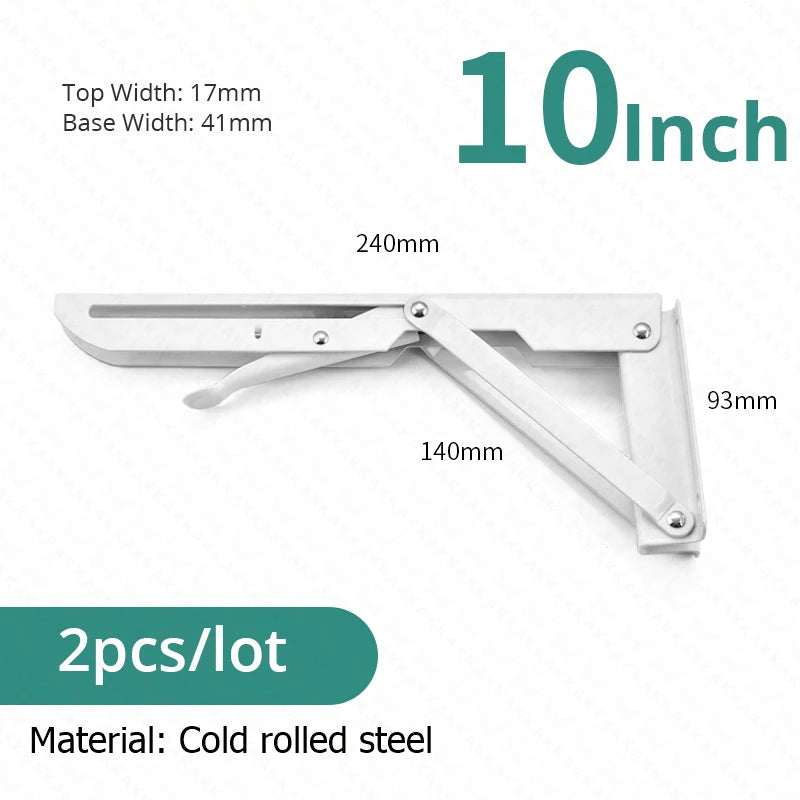 KAK 2pcs Équerre Pliable Robuste en Acier Inoxydable Support Mural Économiseur d'Espace pour Table de Travail, Camping-car, Voiture