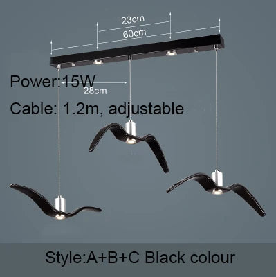 Resin Brokis Night Birds Silhouette Sky Freedom Bird Seagull Pendant Lamp