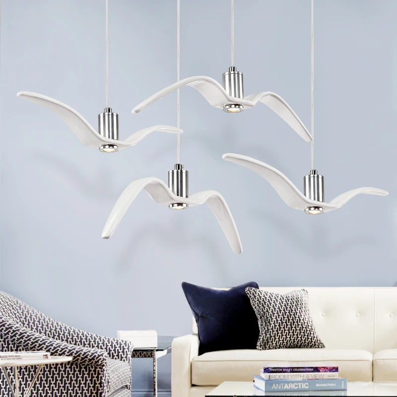 Lampe à suspension Brokis Night Birds Silhouette Sky Freedom Bird Seagull en résine