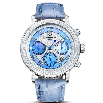Switzerland I&W CARNIVAL Luxury Brand Full Diamond MIYOTA Automatic Mechanical Sapphire Women's Watches Waterproof Clock C86905G