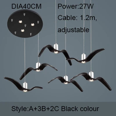 Resin Brokis Night Birds Silhouette Sky Freedom Bird Seagull Pendant Lamp