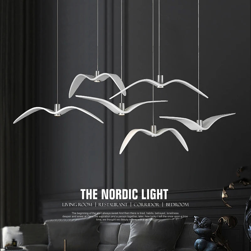 Lampe à suspension Brokis Night Birds Silhouette Sky Freedom Bird Seagull en résine