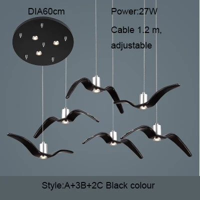 Resin Brokis Night Birds Silhouette Sky Freedom Bird Seagull Pendant Lamp