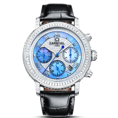 Switzerland I&W CARNIVAL Luxury Brand Full Diamond MIYOTA Automatic Mechanical Sapphire Women's Watches Waterproof Clock C86905G