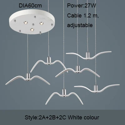 Resin Brokis Night Birds Silhouette Sky Freedom Bird Seagull Pendant Lamp