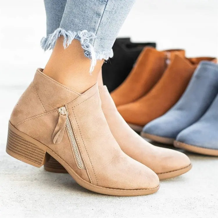 Women Booties 2025 Autumn Suede chelsea Boots Women Fashion Size 43 Platform Boots Side Zipper Heeled Ankle Boots Botas De Mujer