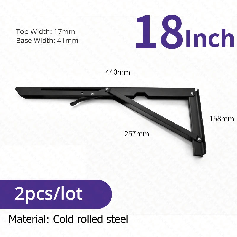 KAK 2pcs Équerre Pliable Robuste en Acier Inoxydable Support Mural Économiseur d'Espace pour Table de Travail, Camping-car, Voiture
