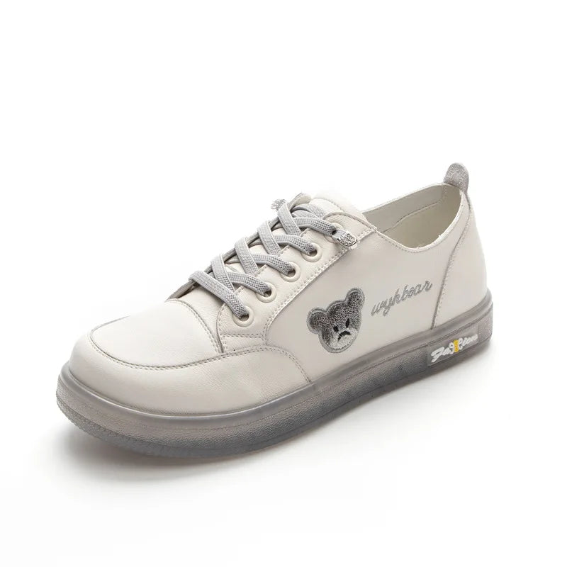 GKTINOO Women Sneakers Big Size 2026 Spring New Genuine Leather Loafers Women Casual Lace-up Women's Nurse Shoes