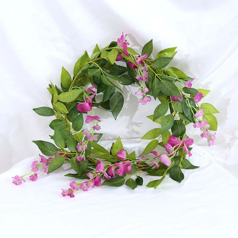 1pc 2m Rose Artificial Flower Garland White for Wedding Home Decoration Spring Autumn Garden Arch Decor DIY Fake Flowers Vine