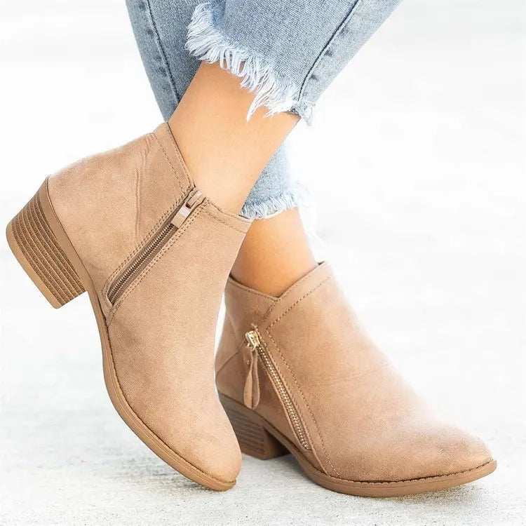Women Booties 2025 Autumn Suede chelsea Boots Women Fashion Size 43 Platform Boots Side Zipper Heeled Ankle Boots Botas De Mujer