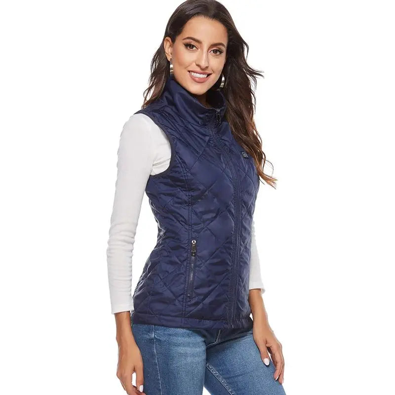 Gilet Chauffant Femme Automne et Hiver Gilet en Coton USB Infrarouge Chauffant Électrique pour Femme Gilet Thermique Souple Hiver Chaud