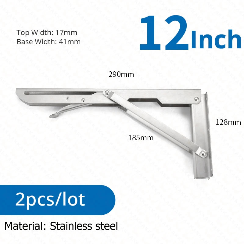 KAK 2pcs Équerre Pliable Robuste en Acier Inoxydable Support Mural Économiseur d'Espace pour Table de Travail, Camping-car, Voiture