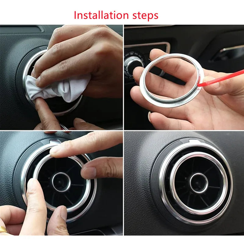 Car Air Center Console Outlet Trim Inner Ring Cover Styling For Audi A3 8V S3 2014-2019 Q2 2017 2018 2019 Interior Accessories