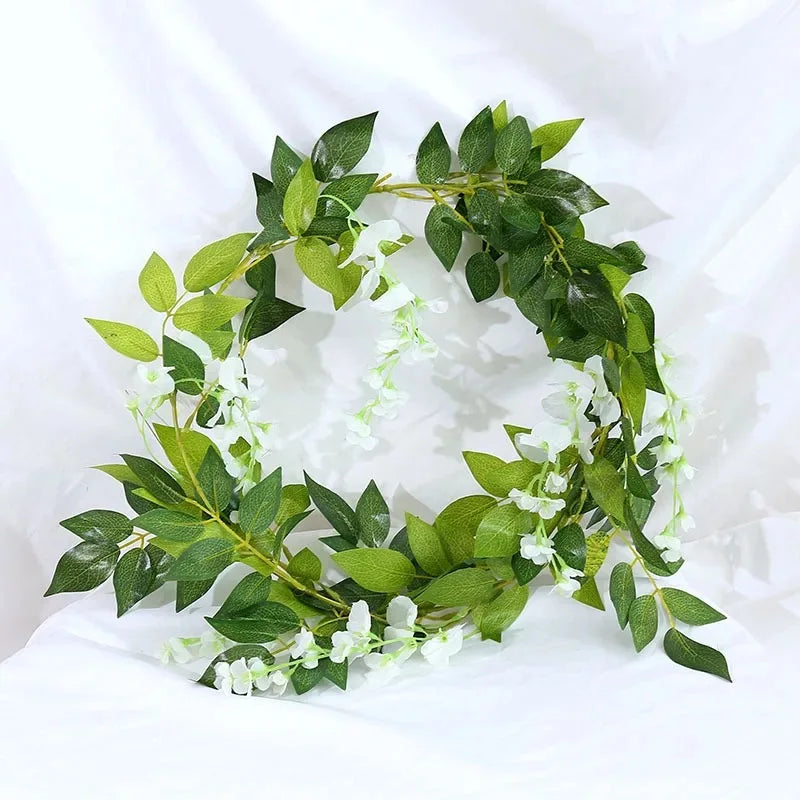 1pc 2m Rose Artificial Flower Garland White for Wedding Home Decoration Spring Autumn Garden Arch Decor DIY Fake Flowers Vine