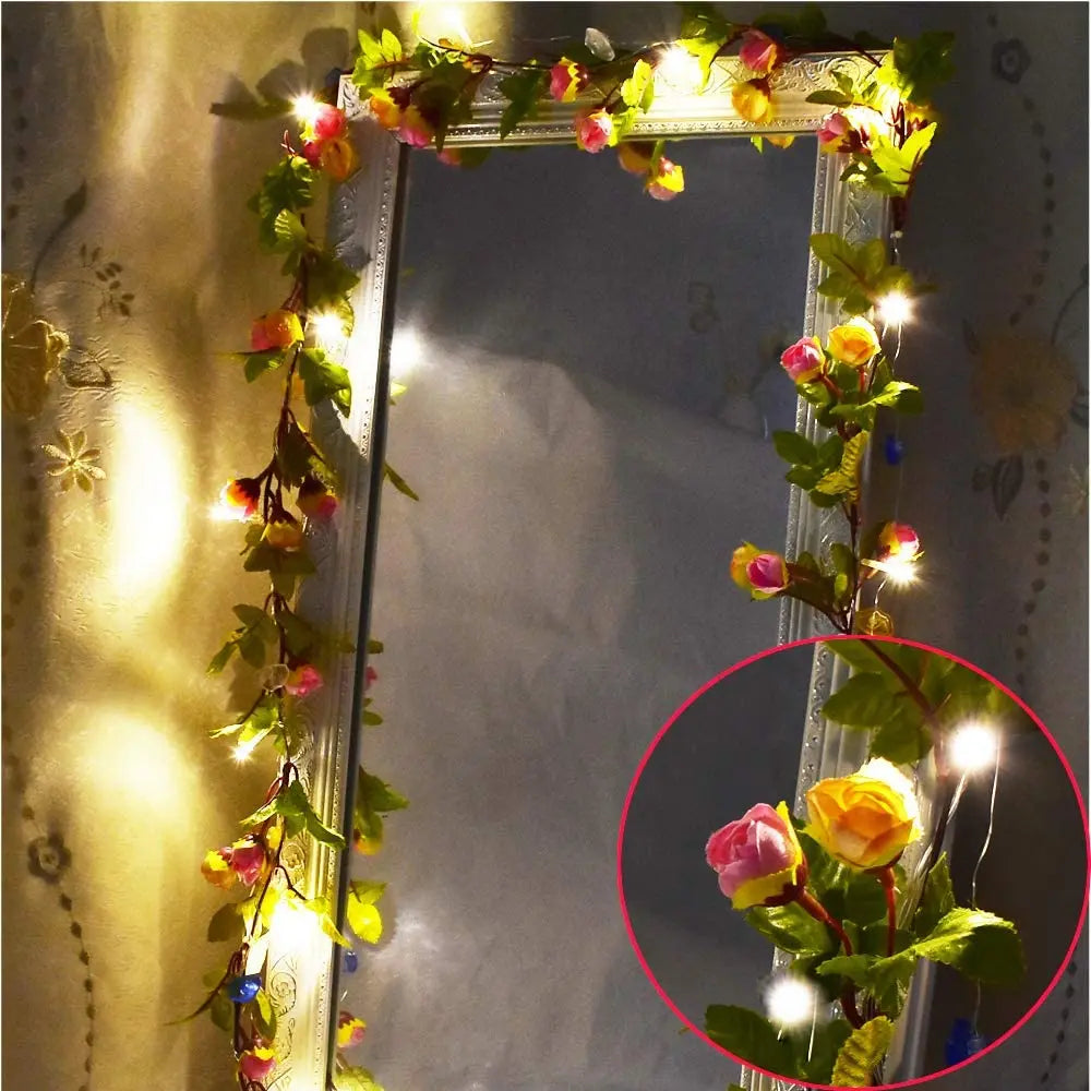 1pc 2m Rose Artificial Flower Garland White for Wedding Home Decoration Spring Autumn Garden Arch Decor DIY Fake Flowers Vine