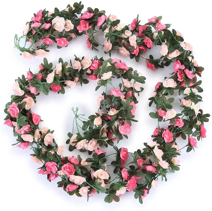 1pc 2m Rose Artificial Flower Garland White for Wedding Home Decoration Spring Autumn Garden Arch Decor DIY Fake Flowers Vine